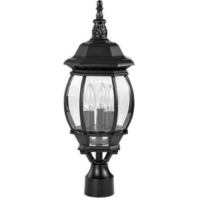 Central Park Outdoor 3-Light Post Lantern, 60 Watts/120 Volts (Black), 21 X 7.4 Inches