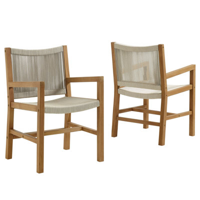Ensemble de 2 chaises de salle à manger en teck et corde Vienna Vienna