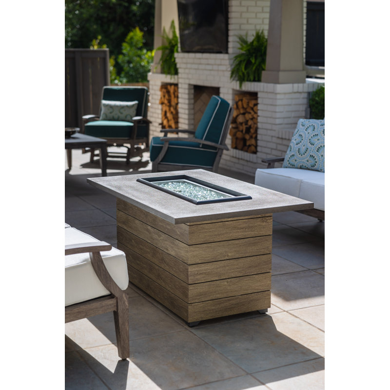 Frontier 25.8" H x 48" W Aluminum Propane Outdoor Fire Pit Table with Lid