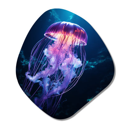 Risley - Asymmetrical Jellyfish Metal Wall Art, Unique Shape Metal Wall Sculpture Print