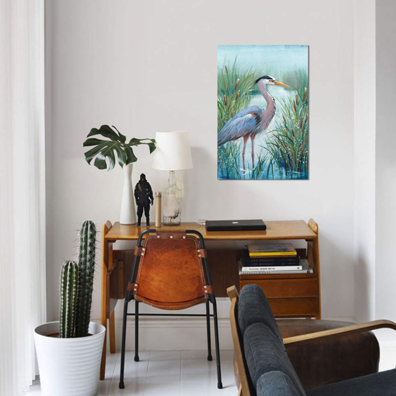 «Marsh Heron I» par Timothy O 'Toole, reproduction sur toile non encadrée, H 12 po x l 8 po x P 0,75 po, Toile tendue