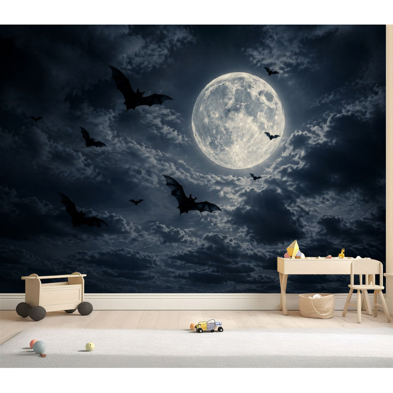 Papier peint adhésif auto-adhésif Spooky Halloween Sky, L 69 po x l 96 po
