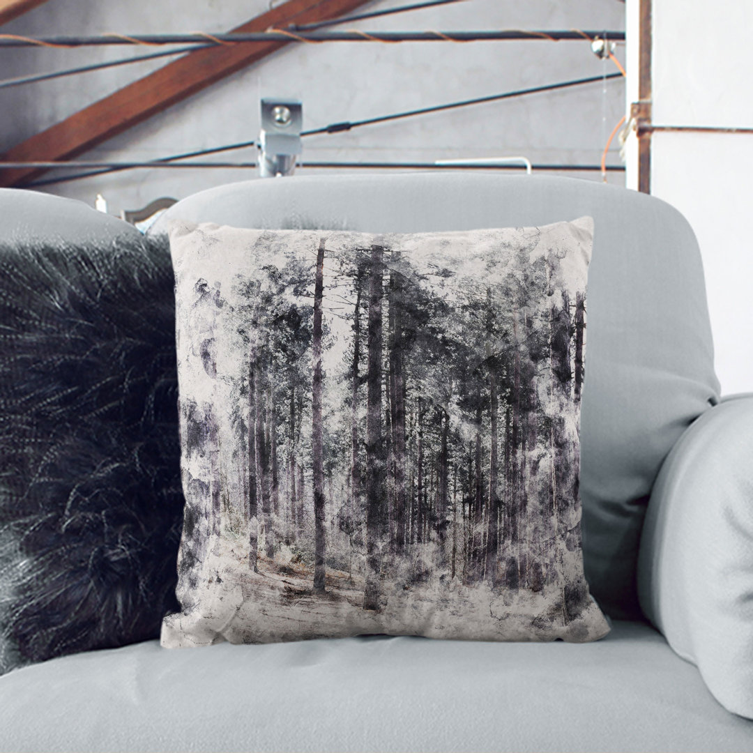 Conifer Tree Forest Vol.1 Watercolour Scatter Cushion with Filling
