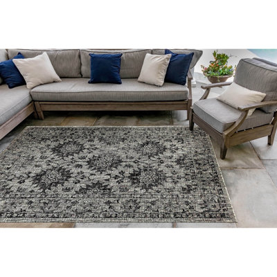 Tapis d'intérieur / extérieur gris Kaed