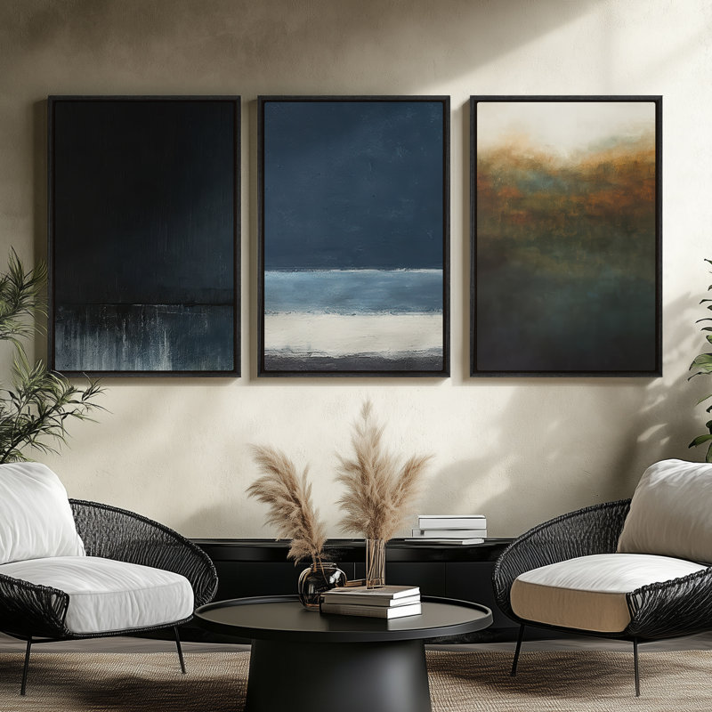 Art mural encadré sur toile, rétro muraux abstraits pour chambre à coucher, H 24 po x l 16 po, Noir