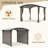 11 Ft. W x 11 Ft. D Outdoor Steel Arched Pergola With Beige Curtain and Canopy-127328336