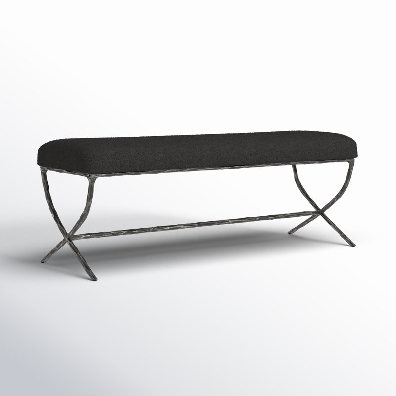Banc rembourré Evelynn, Argent, Noir