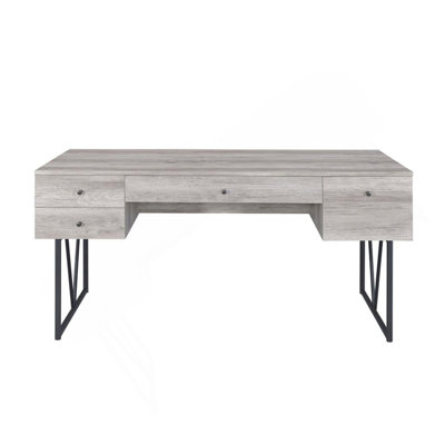 Bureau d'écriture à 4 tiroirs en bois de grève gris  