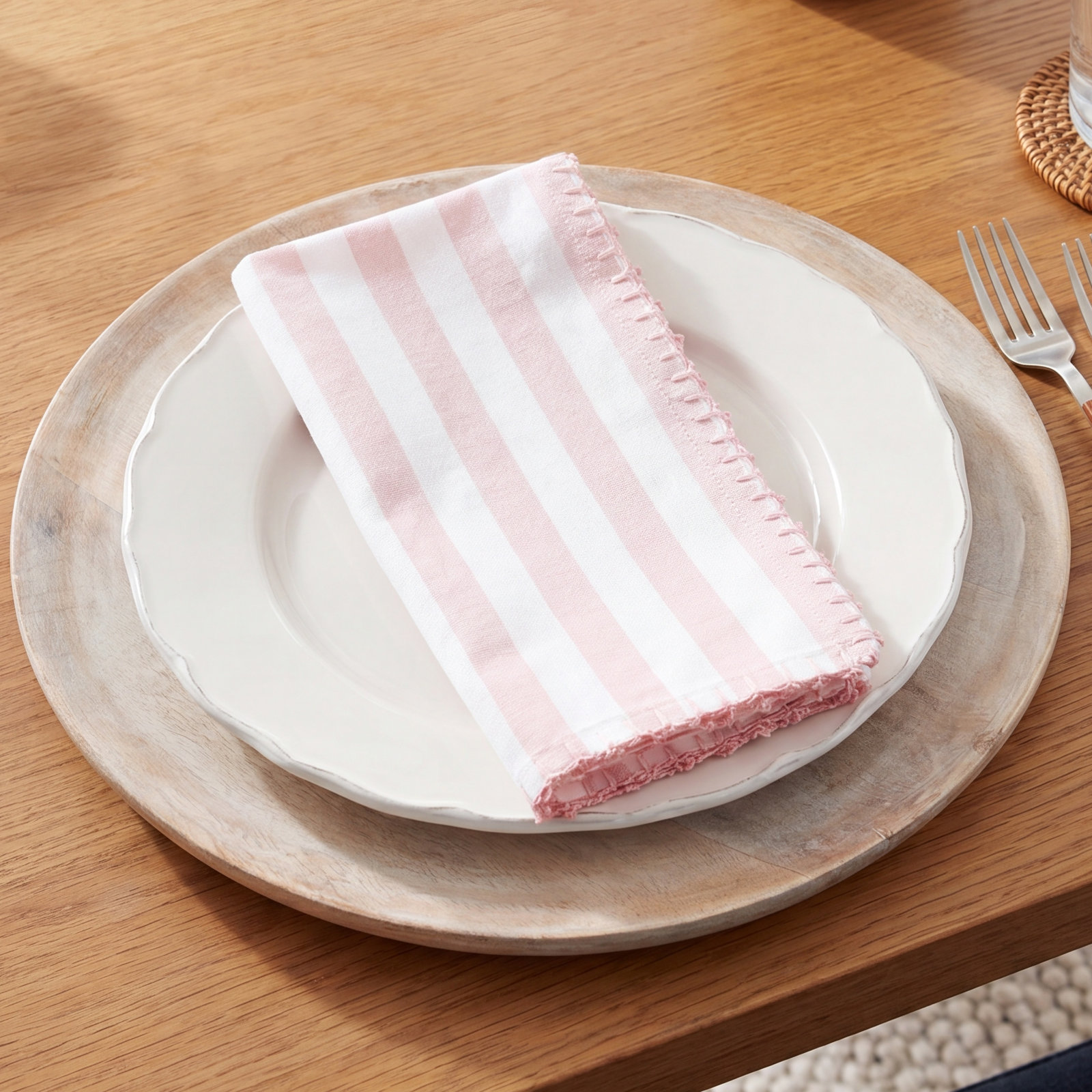 Oxford Reversible Cotton Napkin, Pink