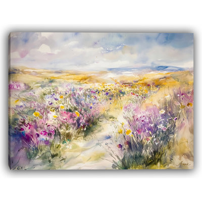 Dreamy Spring Pastel Wildflower Field Art