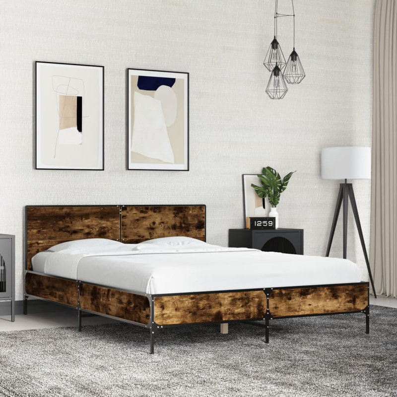 Adamek Bed, Double (4'6), Smoked Oak