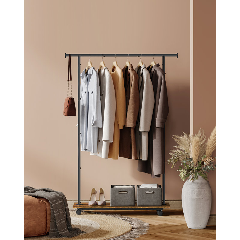 Albhie 99cm Rolling Clothing Rack, Brown/Black