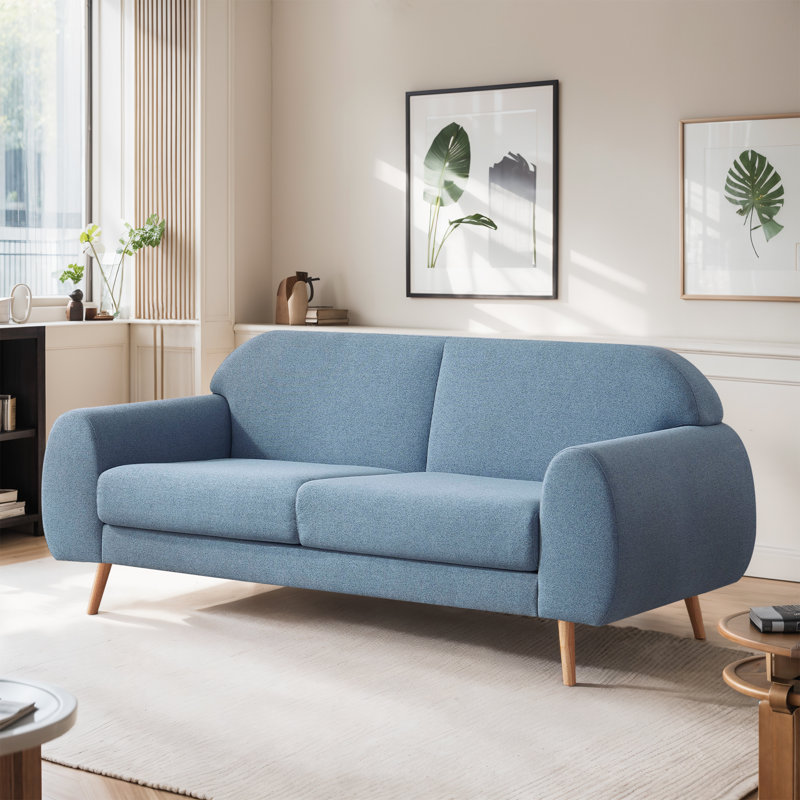 72.8" W Upholstered Loveseat, Blue