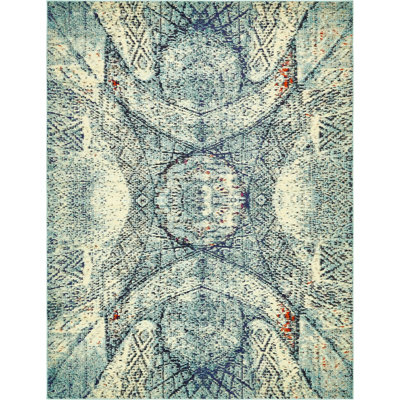 Tapis bleu / crème / bleu Dimonetta