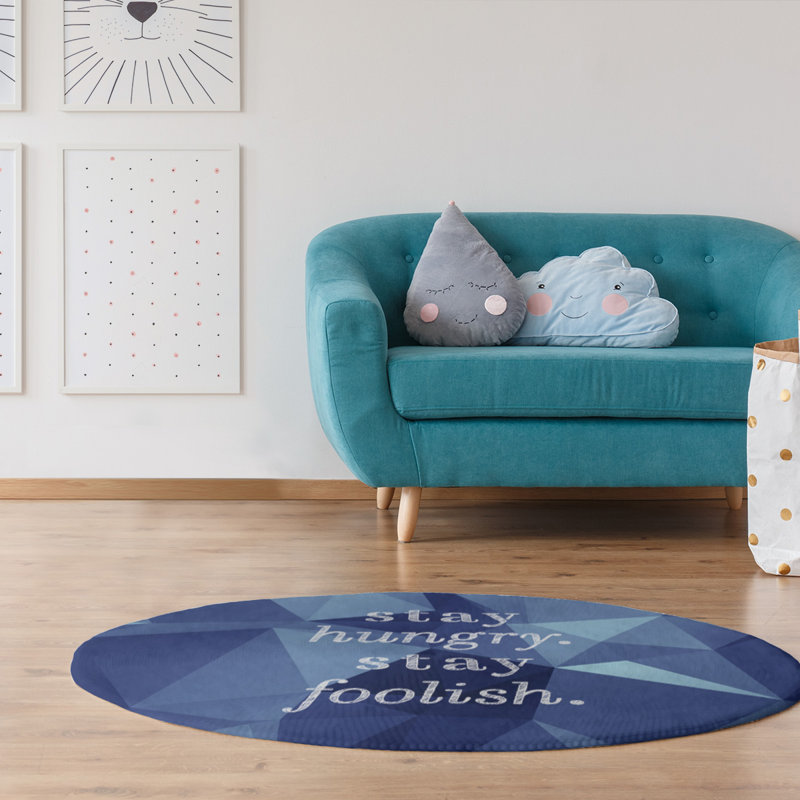 Tapis en polyester à garder un guillemet en simili-pierre, Rond 5 pi