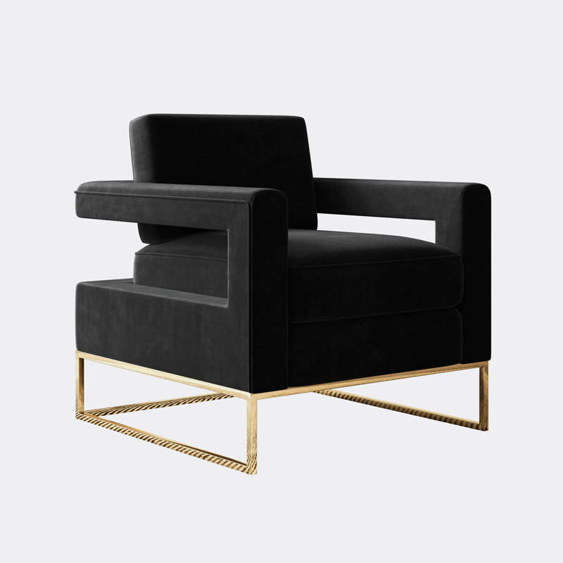Teagann Upholstered Armchair, Black Velvet