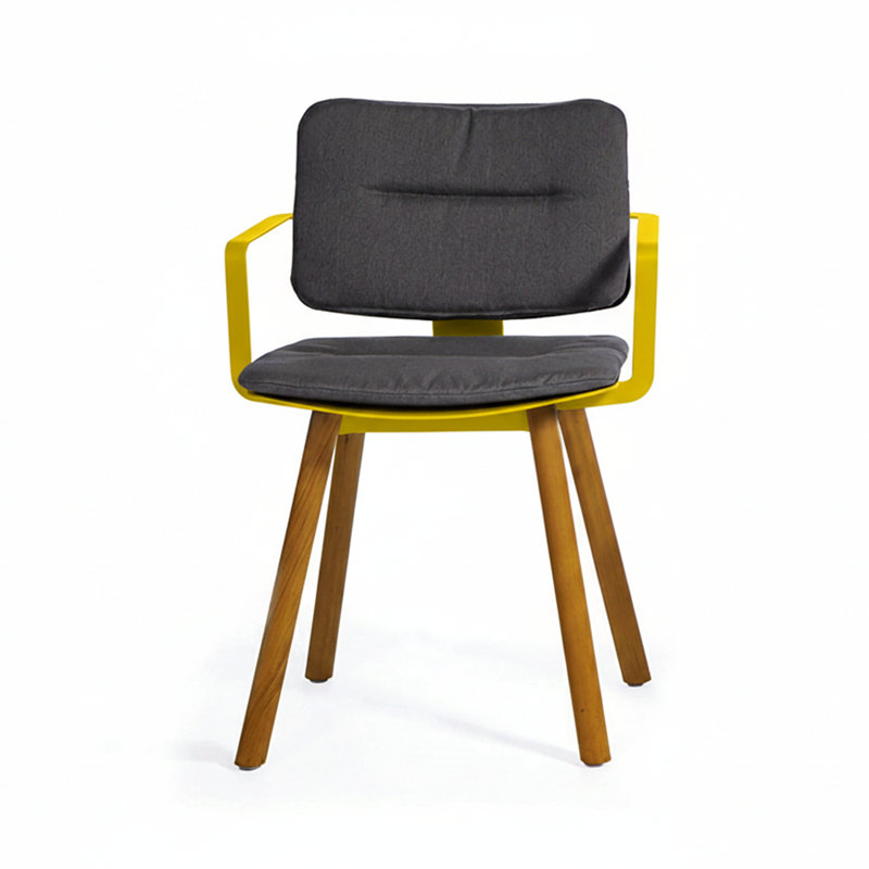 Coco Outdoor Dining Armchair, Charcoal Chine, Anthracite/Faux Teak