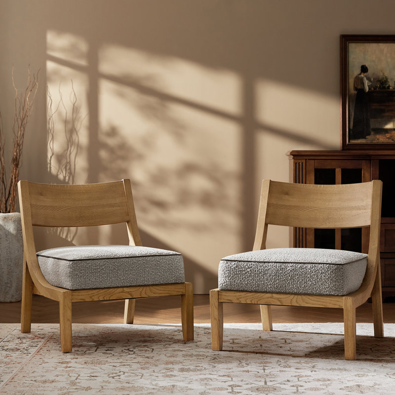 Chaise d'appoint rembourrée l 27,5 po Tigerra avec dossier en forme d'arc (ensemble de 2)