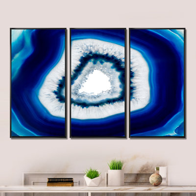 «Slice Of Blue Agate Crystal», ensemble de 3 toiles encadrées