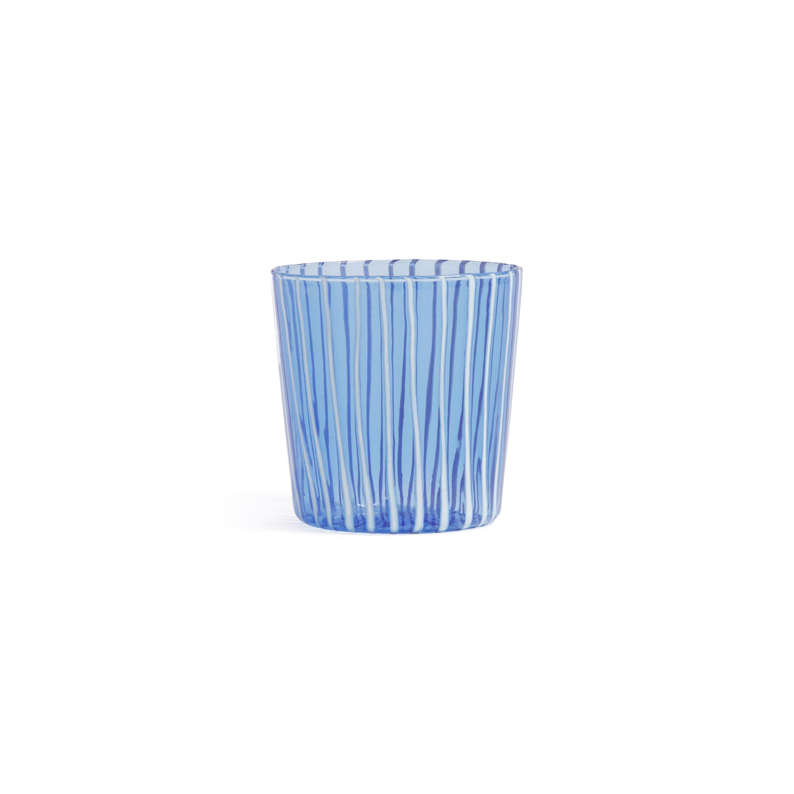 Marina White Stripe Glass Tumblers, Set of 6, Blue