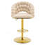 Ensemble de 2 tabourets de bar beige en velours à chaîne boule avec pieds dorés, capitonné moderne réglable pour la cuisine et la maison