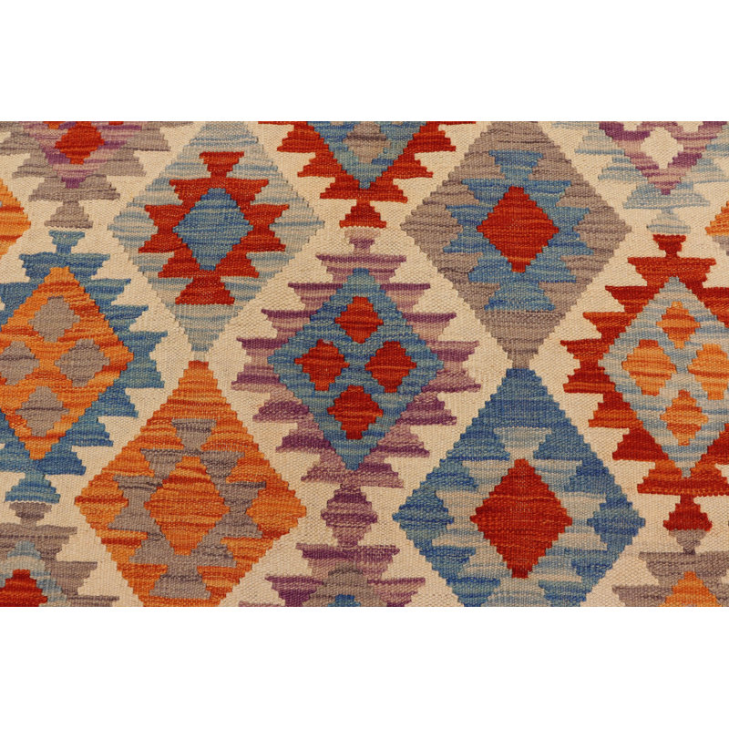 One-of-a-Kind Hand-Knotted New Age 5'0'' X 6'5'' Wool Area Rug in Rust/Blue/Beige/ Grey