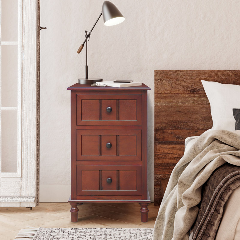 Simplify Three Drawer Wood Accent Cabinet Side Table For Living Room, Bedroom, Office & Entryway, Space-saving Design, 11.8 In X 15.75 In X 26 In