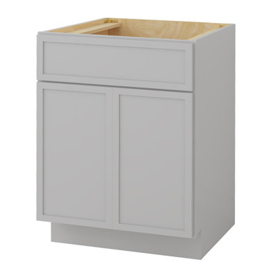 Armoire de salle de bain autoportante 24 po Colton avec 2 portes, sans comptoir, prête à assembler, gris Colton