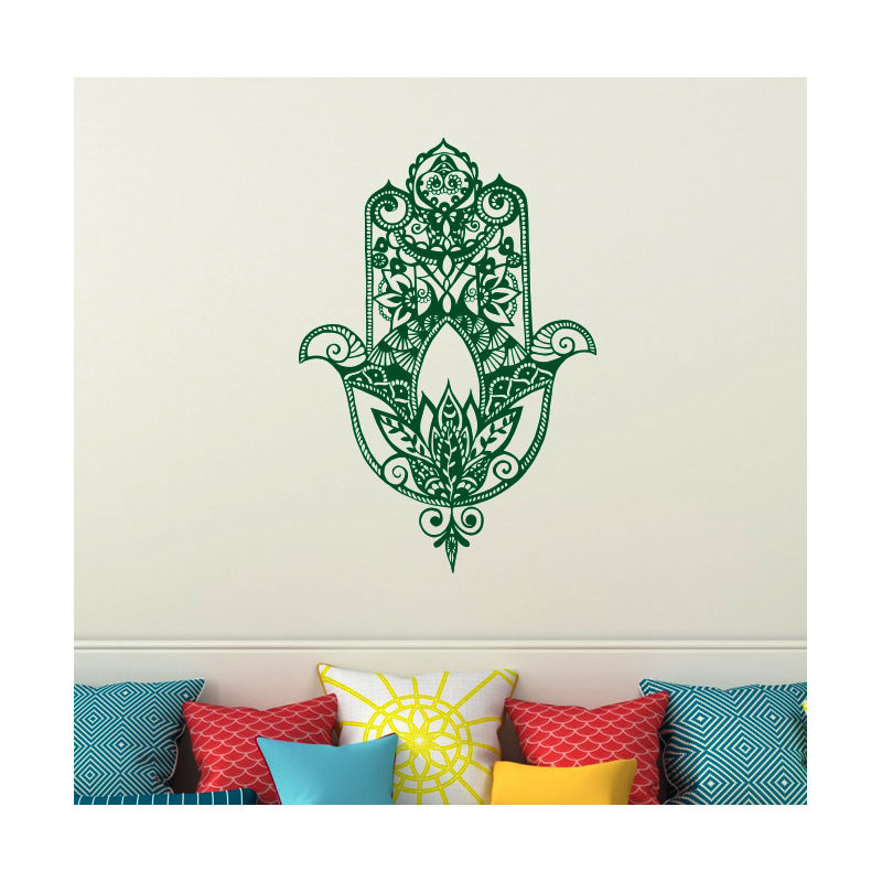 Décalcomanie murale main fatima, Vert, H 32 po x l 22 po