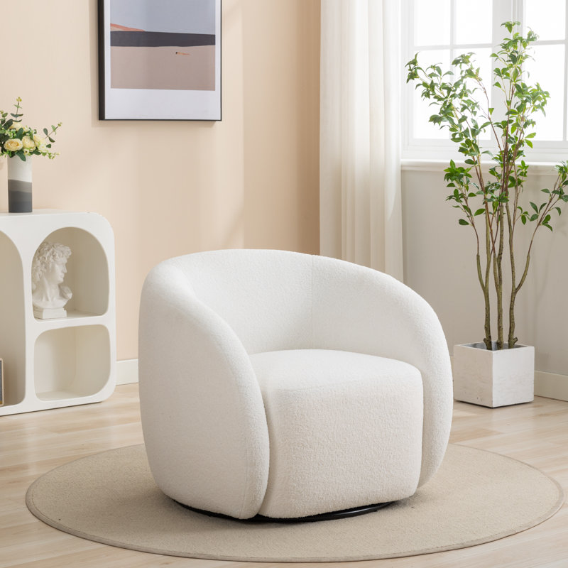 Fauteuil demi-tonneau Katherline, Mélange de polyester blanc