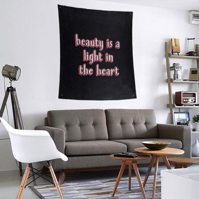 Tapisserie tableau noir en polyester citation beauté, H 60 po x l 51 po, Rouge
