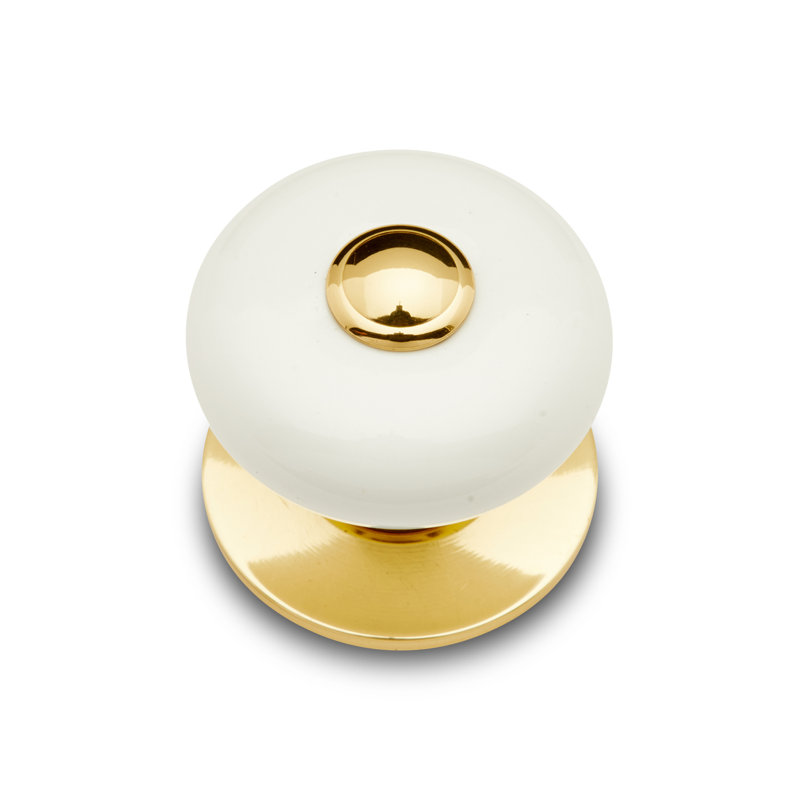 CK Series Diameter Mushroom Knob, 1" H x 1" W x 1.13" D, White / Polished Brass