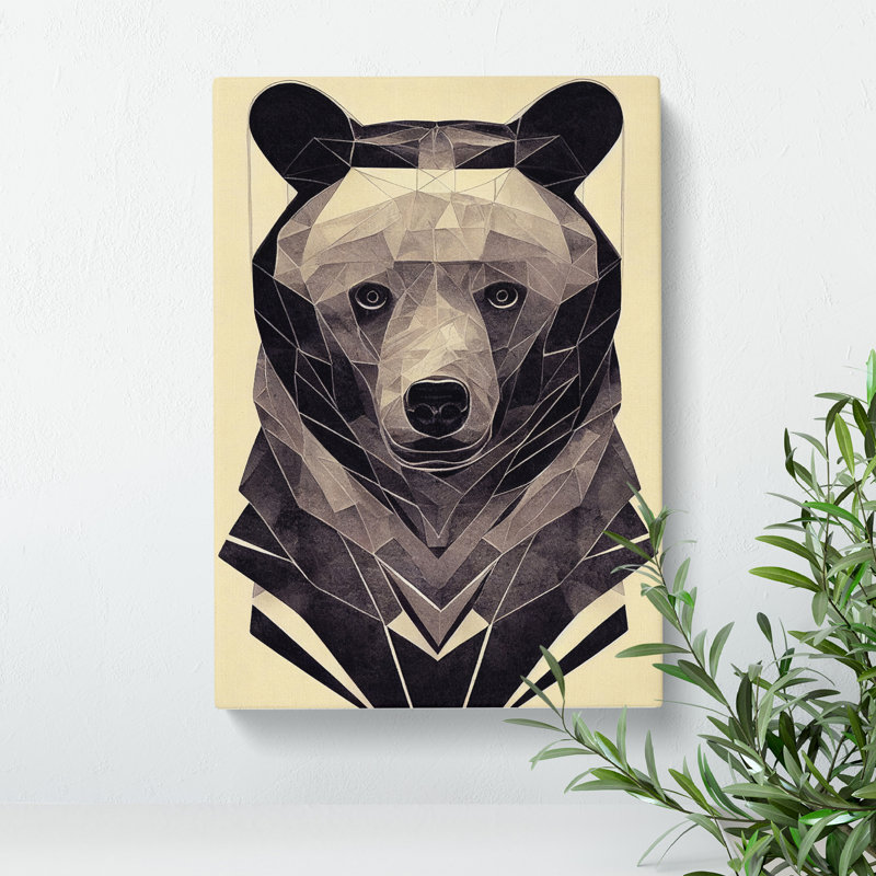 Bear Portrait No.2 Abstract - Wall Art, Wrapped Canvas, 50cm H x 35cm W, No Matte