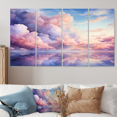 «Rose and Blue Pastel Colored Sky III - Sky», art mural 4 pièces