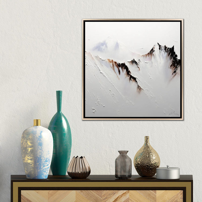 Couronné de neige, H 18 po x l 18 po x P 1,5 po, Pas de tapis, Toile encadrée champagne
