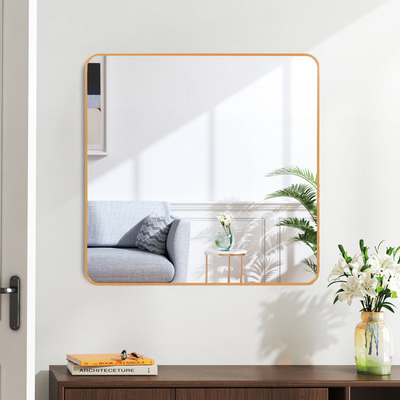 Miroir carré pour salle de bain, Doré