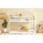 Lit simple superposé au sol en bois d'hévéa simple avec échelle, garde-corps, lit superposé en forme de maison-374358496