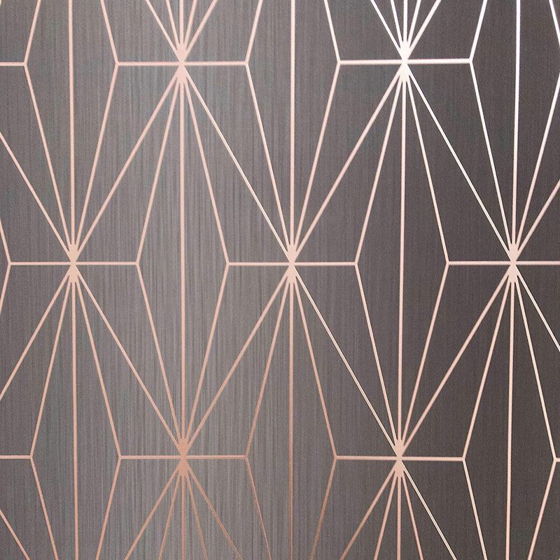 Starr 10.05m x 53cm Textured Metallic Finish Wallpaper Roll, Charcoal/Rose Gold