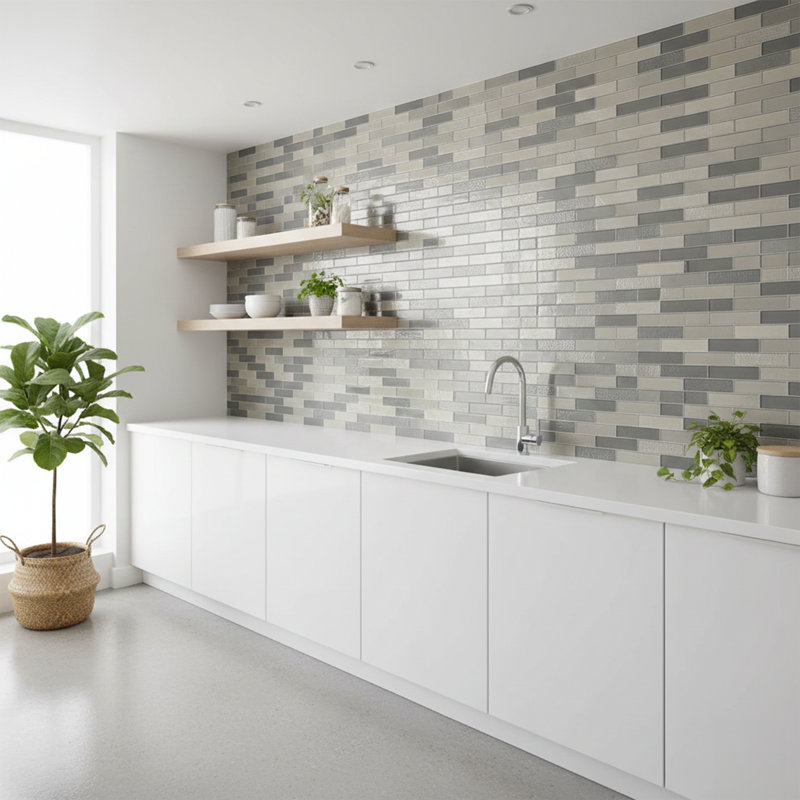 Carreau de mosaïque murale en verre plat 1 po x 3 po