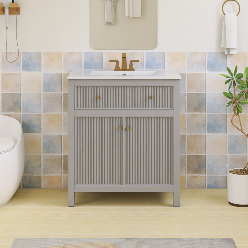 Ensemble de meuble-lavabo autoportant 30 po avec comptoir en céramique 30 po