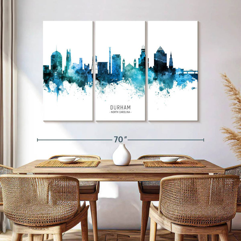 Durham North Carolina Skyline II, H 42 po x l 65 po
