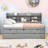 Amande Twin Wooden Captain Bed with Bookcase Headboard, Three Storage Drawers and Twin Trundle-895793342