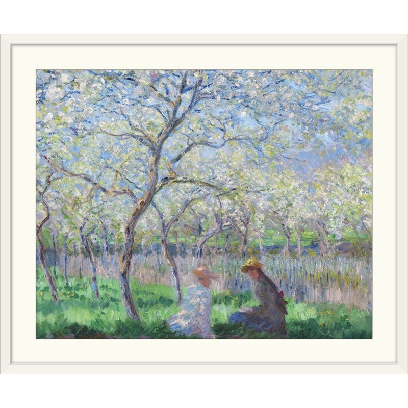 «Springtime, 1886» par Claude Monet - reproduction d'art, Cadre blanc, H 24 po x l 28 po x P 1 po