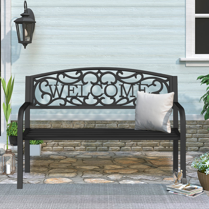 Banc d'extérieur en métal Dillyn, Noir