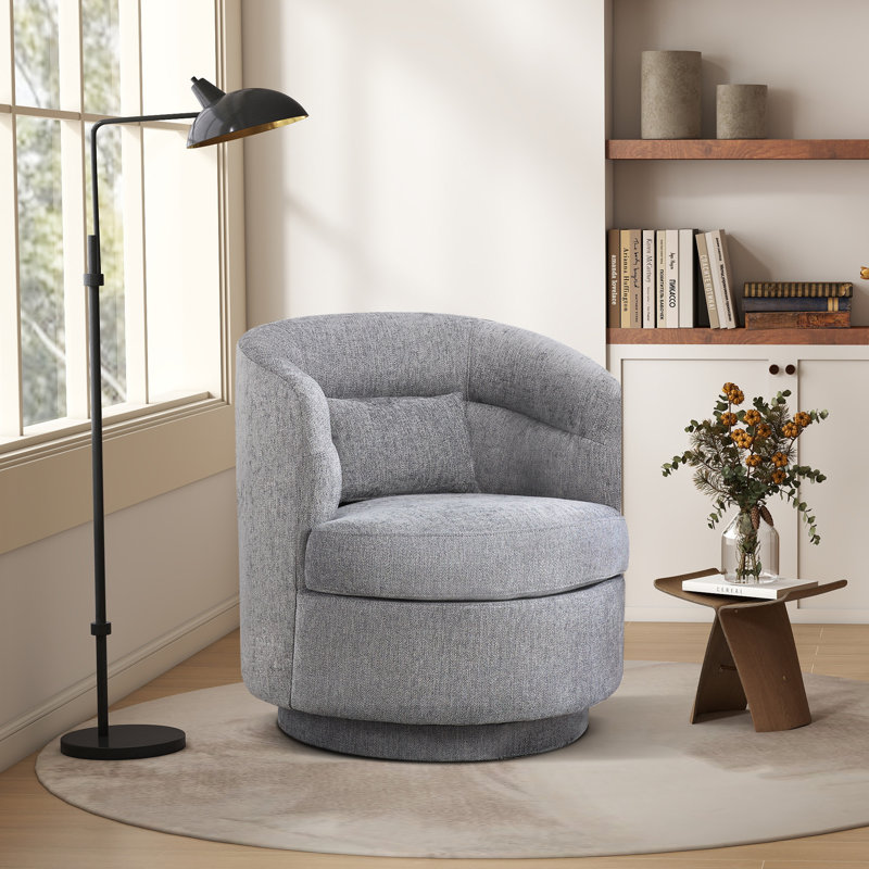 Fauteuil demi-tonneau pivotant de 29 po de largeur avec coussin lombaire, Gris foncé