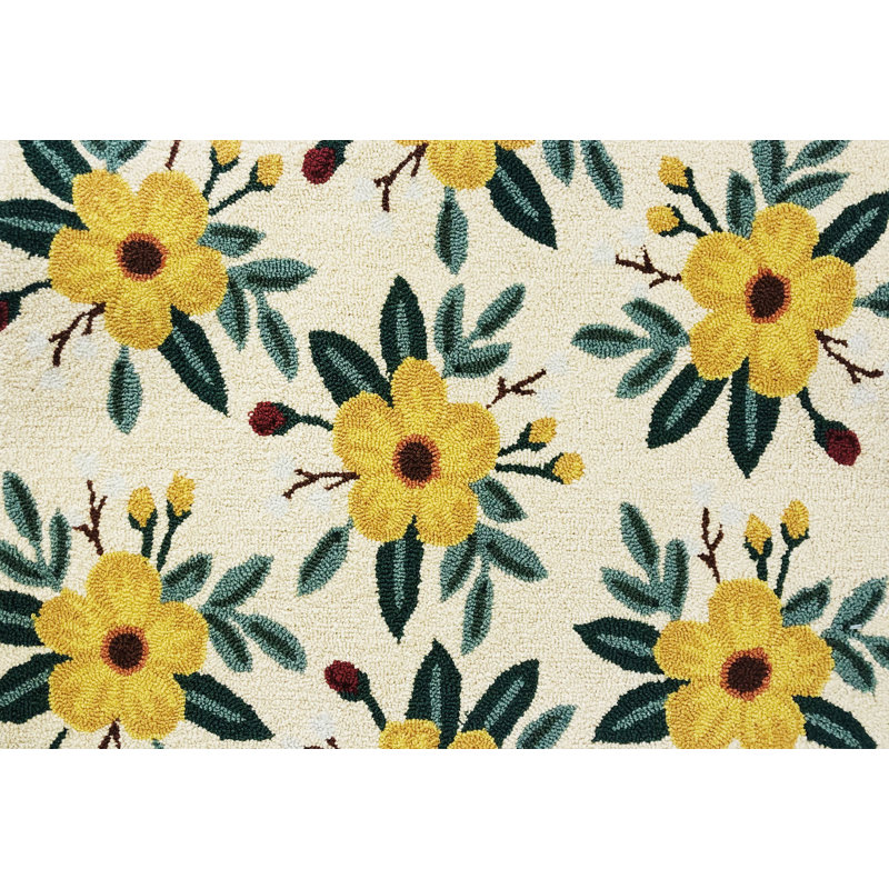 Rocklan Looped / Hooked Floral Rug, Rectangle 2' x 3'