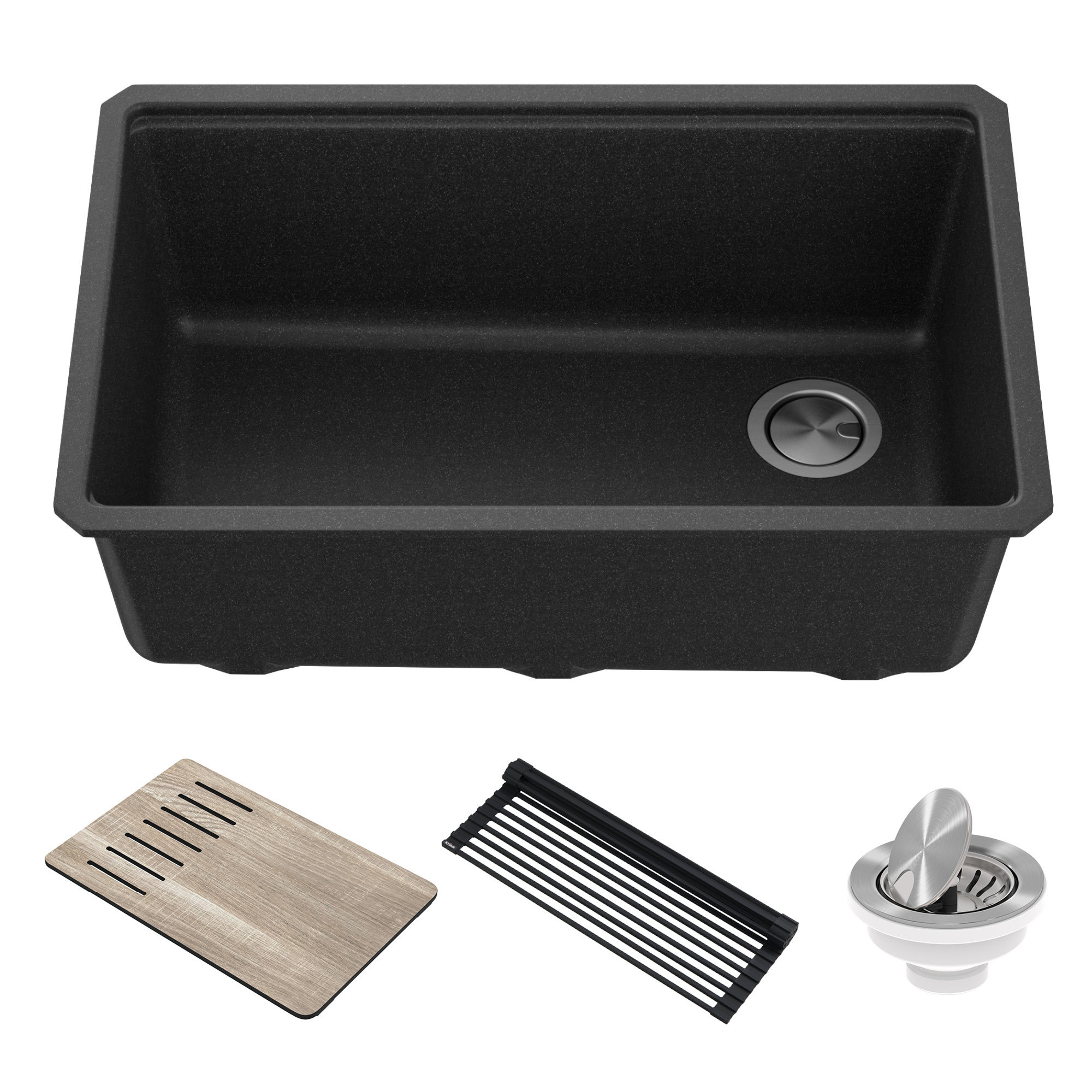 30 in. KRAUS Bellucci Workstation Undermount Granite Composite Single Bowl Kitchen Sink with Accessories