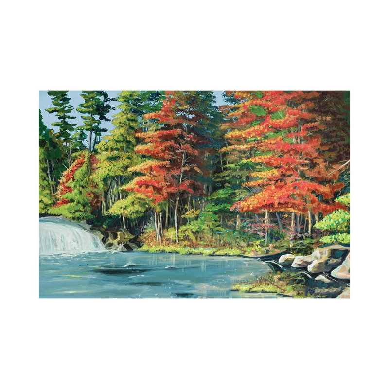 «Run River II» par Andy Beauchamp - peinture sur toile tendue, H 18 po x l 26 po x P 1,5 po