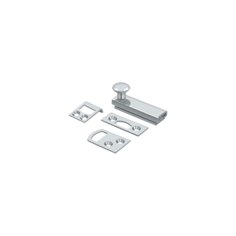 Brass Latch/Catch/Bolt, 1.9375" H x 2" W x 1.5625" D, Polished Chrome