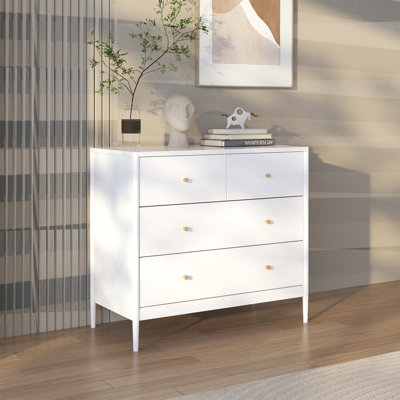 White 4-Drawer Storage Dresser, Versatile Cabinet For Bedroom, Closet, Or Entryway